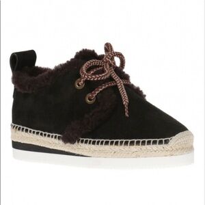 SEE BY CHLOÉ LACE-UP ESPADRILLE SHOES WITH FUR 39